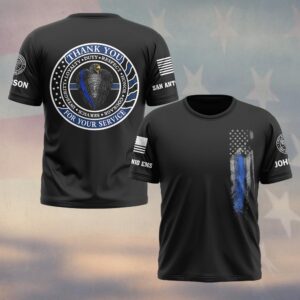 Custom Name & Station Law Enforcement Thank You For Your Service #DQH0556 - T-shirt