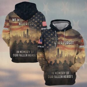 Custom Name & Department Firefighter 911 Tribute Memorial Of Fallen Heroes #DQH0568 - Hoodie