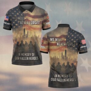 Custom Name & Department Firefighter 911 Tribute Memorial Of Fallen Heroes #DQH0568 - Polo