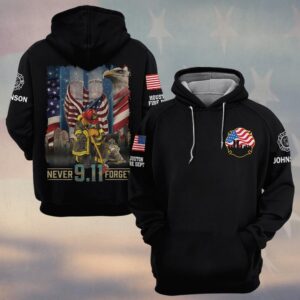 Custom Name & Department Never Forget 911 Twin Towers American Eagle #DQH0570 - Hoodie