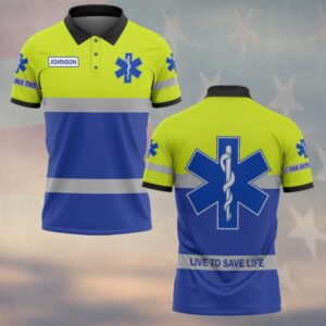 Custom Name & Department Live To Save Life – EMS High-Visibility Duty #DQH0571 - Polo