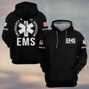 Custom Name & Department EMS Emergency Medical Services Duty #DQH0572 - Hoodie