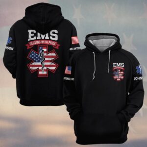 Custom Name & Department EMS Serving With Pride #DQH0580 - Hoodie