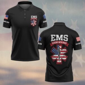 Custom Name & Department EMS Serving With Pride #DQH0580 - Polo