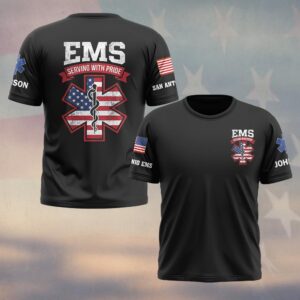 Custom Name & Department EMS Serving With Pride #DQH0580 - T-shirt