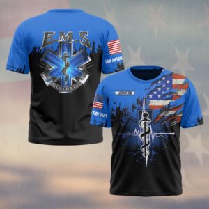 Custom Name & Department EMS Duty Never Ends #DQH0584 - T-shirt