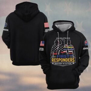 Custom Name & Department First Responder Stand Together USA 250 #DQH0586 - Hoodie
