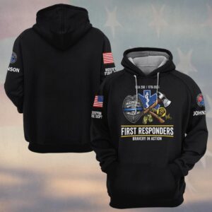 Custom Name & Department First Responders Logo USA 250 Bravery In Action #DQH0587 - Hoodie