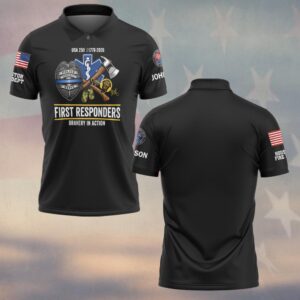 Custom Name & Department First Responders Logo USA 250 Bravery In Action #DQH0587 - Polo