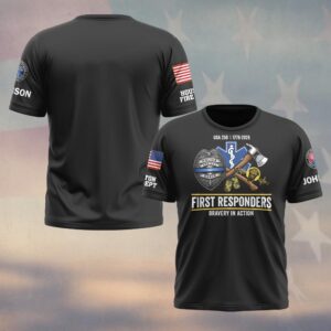Custom Name & Department First Responders Logo USA 250 Bravery In Action #DQH0587 - T-shirt