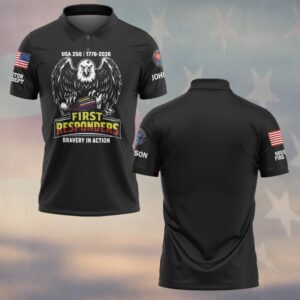 Custom Name & Department American Eagles First Responders USA 250 #DQH0588 - Polo