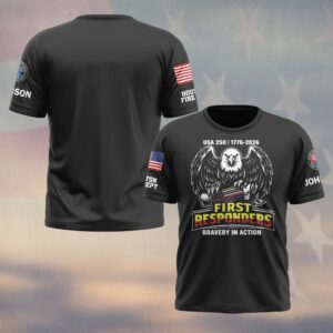 Custom Name & Department American Eagles First Responders USA 250 #DQH0588 - T-shirt