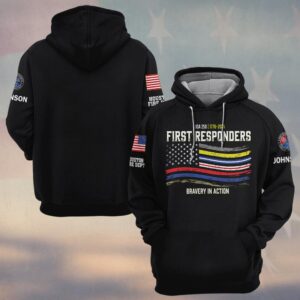 Custom Name & Department First Responder Bravery Flag #DQH0589 - Hoodie