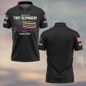 Custom Name & Department First Responder Bravery Flag #DQH0589 - Polo