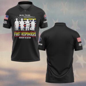 Custom Name & Department First Responders Stand Together USA 250 #DQH0591 - Polo