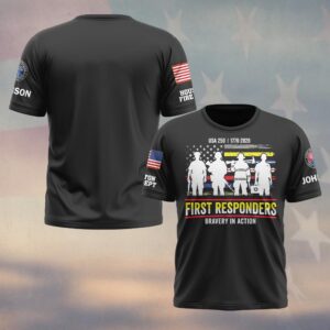 Custom Name & Department First Responders Stand Together USA 250 #DQH0591 - T-shirt