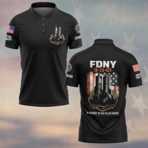 Custom Name & Department Twin Towers In Memory Of Our Fallen Heroes Tribute Firefighters 911 #DQH0597 - Polo