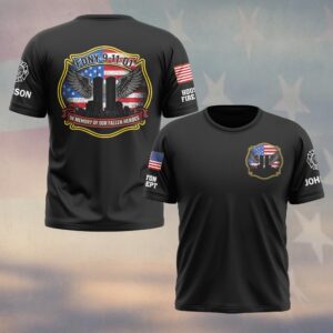 Custom Name & Department FDNY 911 In Memory Of Our Fallen Heroes Tribute Firefighters #DQH0599 - T-shirt