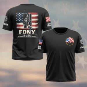Custom Name & Department FDNY 911 In Memory Of Our Fallen Heroes Firefighters #DQH0600 - T-shirt