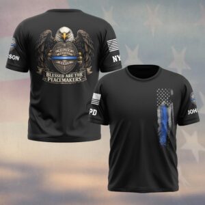 Custom Name & Station Police Protect & Serve Blessed Are The Peacemakers Law Enforcement #DQH0601 - T-shirt