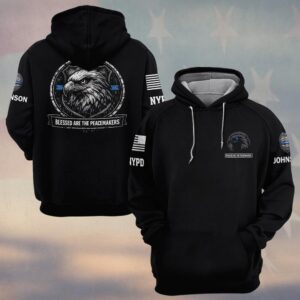 Custom Name & Station Blue Line Eagle Blessed Are The Peacemakers Law Enforcement #DQH0602 - Hoodie