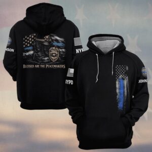 Custom Name & Station Law Enforcement Gears Blessed Are The Peacemakers #DQH0604 - Hoodie