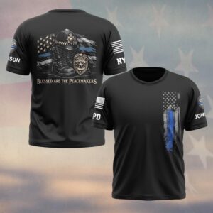 Custom Name & Station Law Enforcement Gears Blessed Are The Peacemakers #DQH0604 - T-shirt