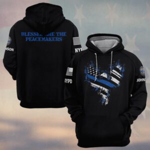 Custom Name & Station Law Enforcement Eagle Blessed Are The Peacemakers V2 #DQH0605 - Hoodie