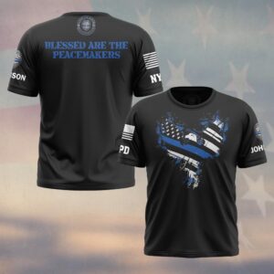 Custom Name & Station Law Enforcement Eagle Blessed Are The Peacemakers V2 #DQH0605 - T-shirt
