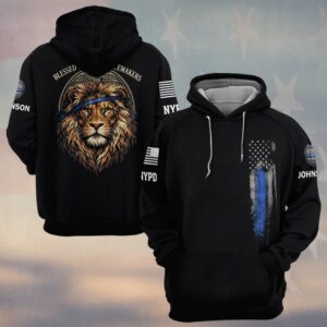 Custom Name & Station Justice Lion Law Enforcement Blessed Are The Peacemakers #DQH0607 - Hoodie