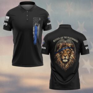 Custom Name & Station Justice Lion Law Enforcement Blessed Are The Peacemakers #DQH0607 - Polo