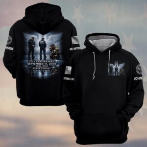 Custom Name & Department 911 25th Anniversary First Responders Tribute #DQH0608 - Hoodie