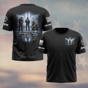 Custom Name & Department 911 25th Anniversary First Responders Tribute #DQH0608 - T-shirt
