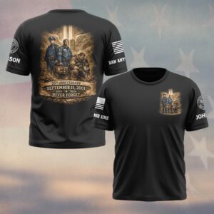 Custom Name & Department Never Forget 25th Anniversary 911 First Responders V2 #DQH0610 - T-shirt