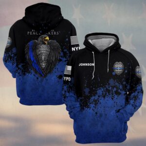 Custom Name & Station Blessed Are The Peacemakers Thin Blue Line Eagle Law Enforcement #DQH0611 - Hoodie