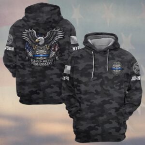 Custom Name & Station Blessed Are The Peacemakers Thin Blue Line Camo Law Enforcement #DQH0611 - Hoodie