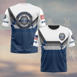 Custom Name & Station Back The Blue Protect With Honor Serve With Pride #DQH0616 - T-shirt