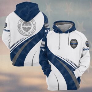 Custom Name & Station White Navy Back The Blue Law Enforcement #DQH0617 - Hoodie