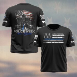 Custom Name & Station First Responders Gear National Police Week Never Forgotten #DQH0619 - T-shirt