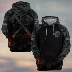 Custom Name & Fire Department Urban Fireline Camo Firefighter #DQH0625 - Hoodie