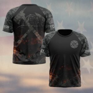 Custom Name & Fire Department Urban Fireline Camo Firefighter #DQH0625 - T-shirt