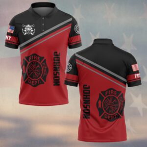 Custom Name & Fire Department Redline Fire Dept Pride Firefighter #DQH0627 - Polo