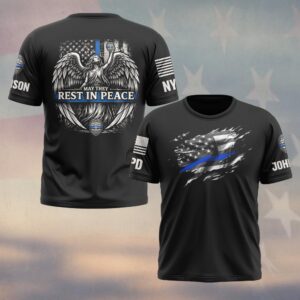 Custom Name & Station Law Enforcement May They Rest In Peace Officer Tribute #DQH0629 - T-shirt