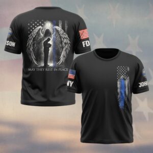Custom Name & Station Law Enforcement May They Rest In Peace Guardian Angels #DQH0630 - T-shirt
