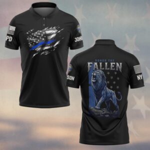 Custom Name & Station Lion Justice Honor The Fallen Law Enforcement Memorial #DQH0633 - Polo