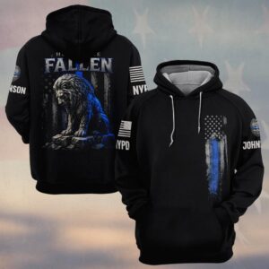 Custom Name & Station Lion Justice Honor The Fallen Law Enforcement Memorial Ver 2 #DQH0634 - Hoodie