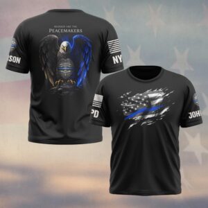 Custom Name & Station Blessed Are The Peacemaker Law Enforcement V4 #DQH0635 - T-shirt