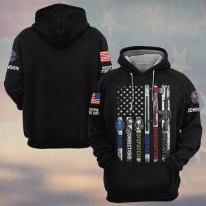 Custom Name & Department First Responders Flag And Gear First In Last Out #DQH0639 - Hoodie