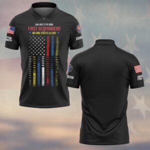 Custom Name & Department First Responders No One Fights Alone USA 250 #DQH0641 - Polo