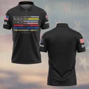 Custom Name & Department First Responders Flag America Eagle Support Our Hometown Heroes #DQH0642 - Polo